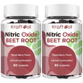Kraftvoll Nitric Oxide Beet Root Gummies – Sugar-Free Beet Chewables, Mixed Berry Flavor with Grapeseed Powder, Pomegranate, Vitamin C & B12 – Nitric Oxide Supplements for Men – 60 Gummies (2 Bottles)