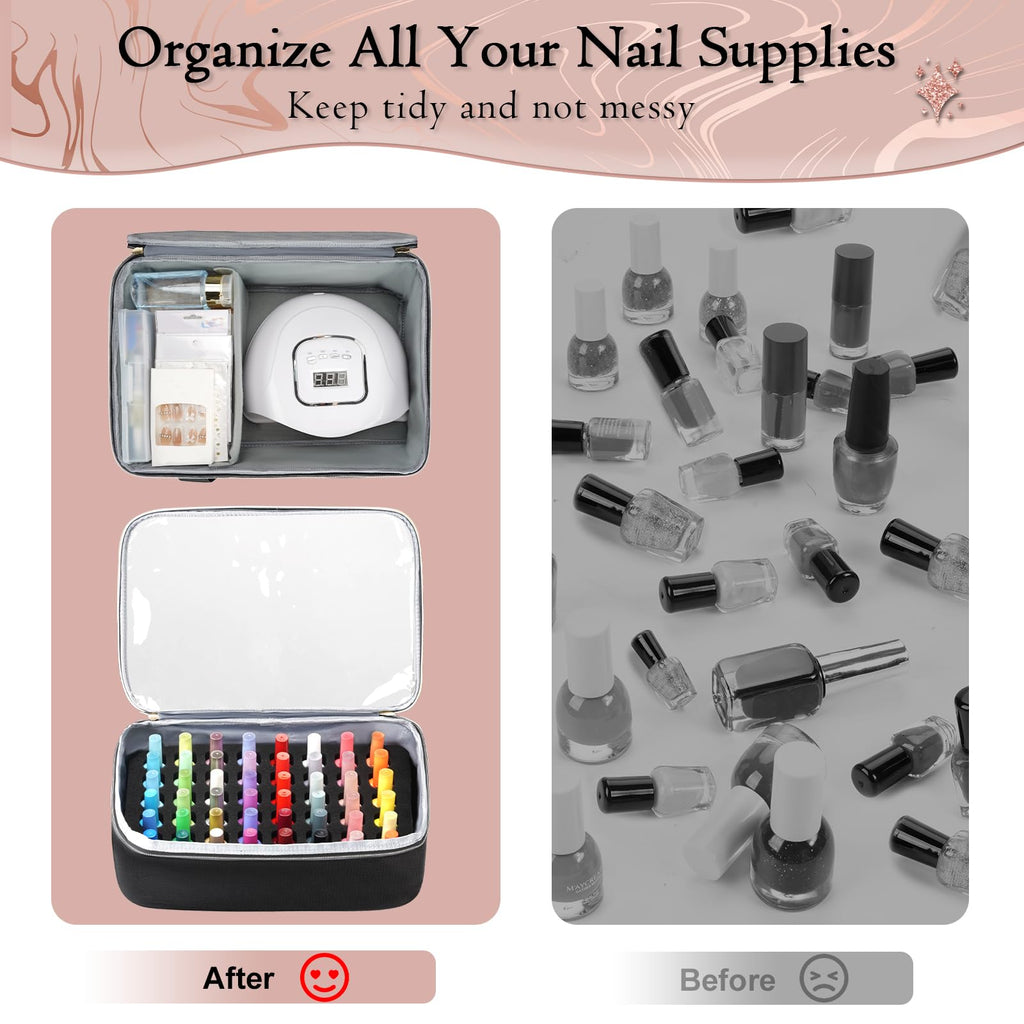 YOREPEK Extra Large Nail Polish Organizer Case Holds 96 to 100+ Bottles (15ml/0.5 fl.oz) UV lamp, Gel Polish Travel Case Bag with 2 Removable Pouches Fits Nail Supplies, Manicurist Nail Tech Gifts