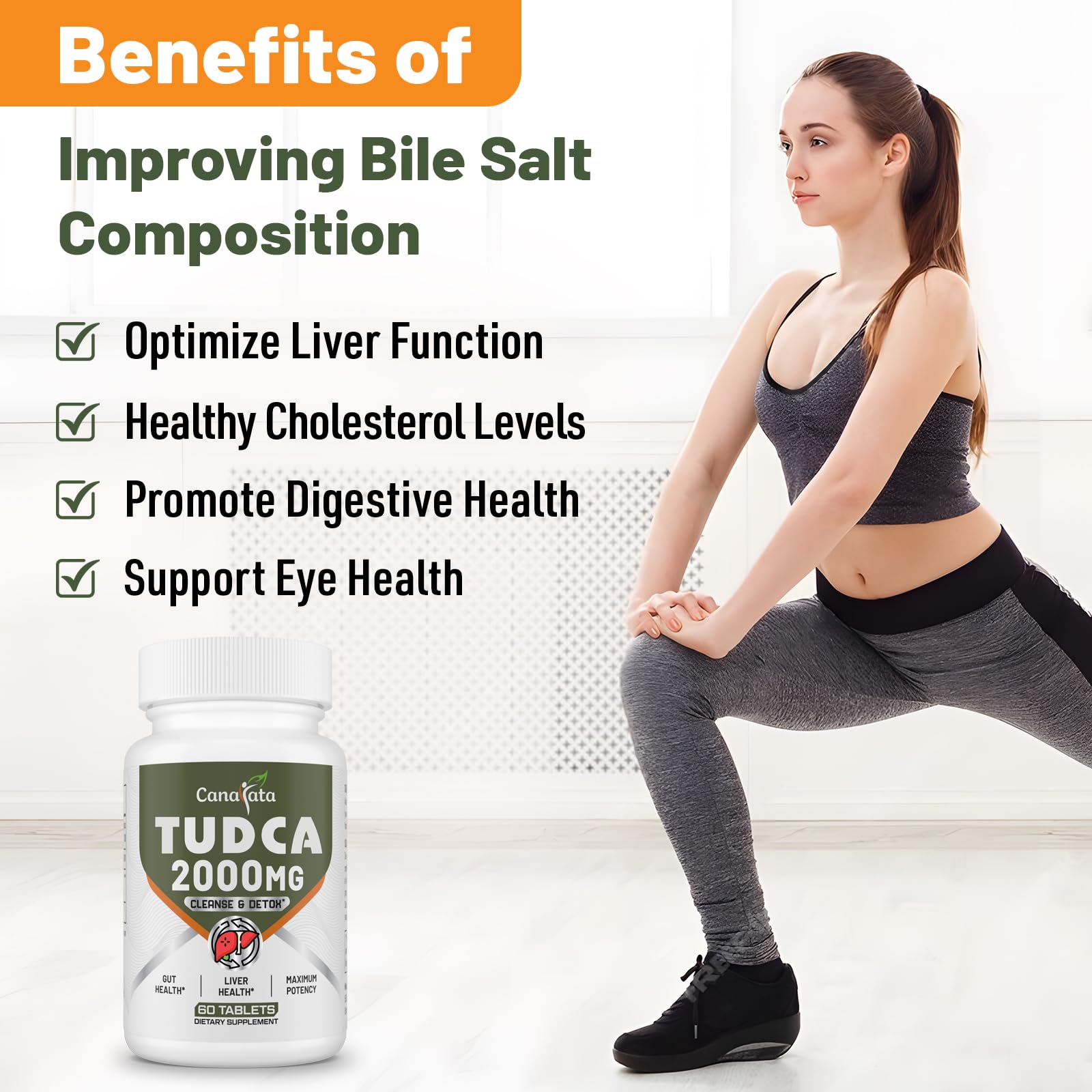 Canarata TUDCA Liver Supplements 2000mg - Strong Bile Salts Support Liver Detox & Cleanse - Liver and Gallbladder Health Formula-Easy to Swallow Tablets-30 Days Supply