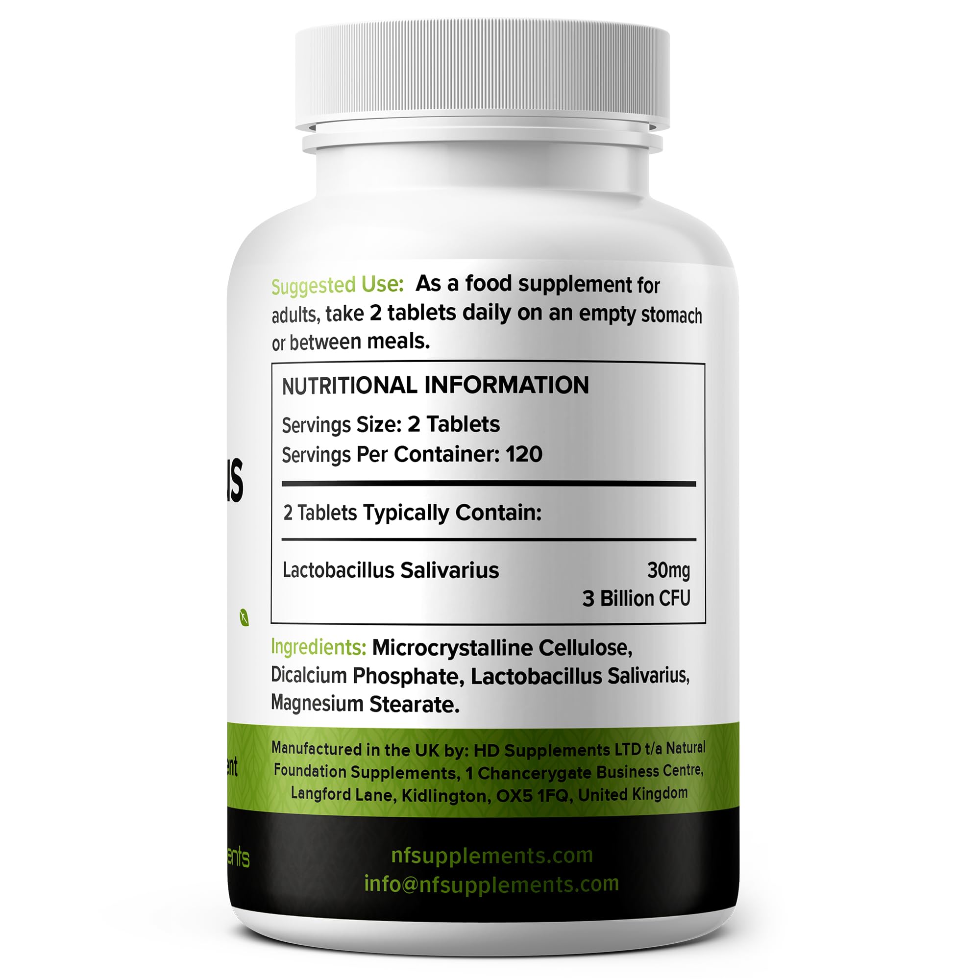Lactobacillus Salivarius (4 Month Supply) Probiotic Supplement 240 Tablets 3 Billion CFU Probiotics for Men & Women Vegan Friendly Made in the UK (Lactobacillus Salivarius)