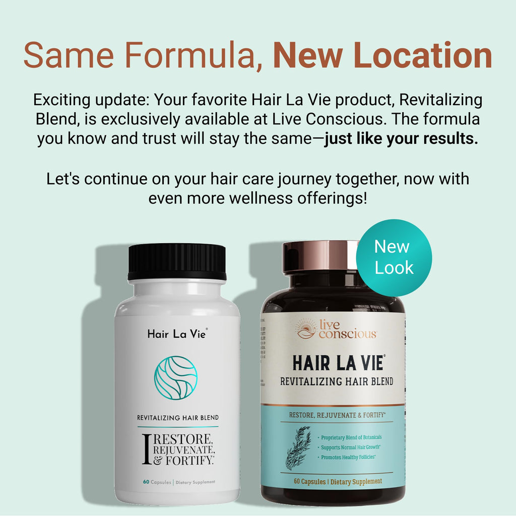 Live Conscious by Hair La Vie Revitalizing Blend Hair Vitamins with Biotin, Collagen and Saw Palmetto (2-Pack)