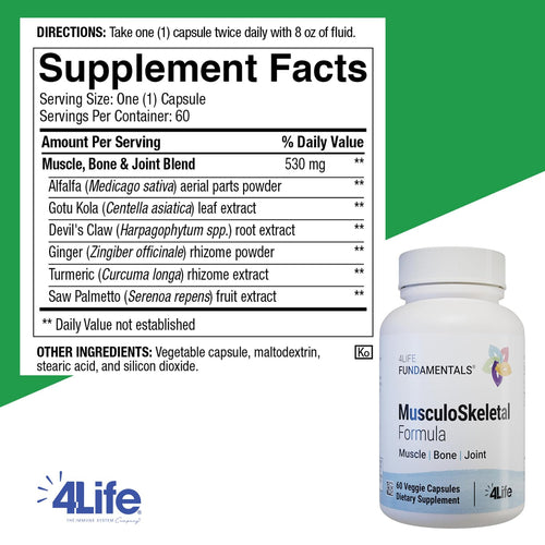 4Life MusculoSkeletal Formula Mobility Support with Turmeric, 60 Capsules