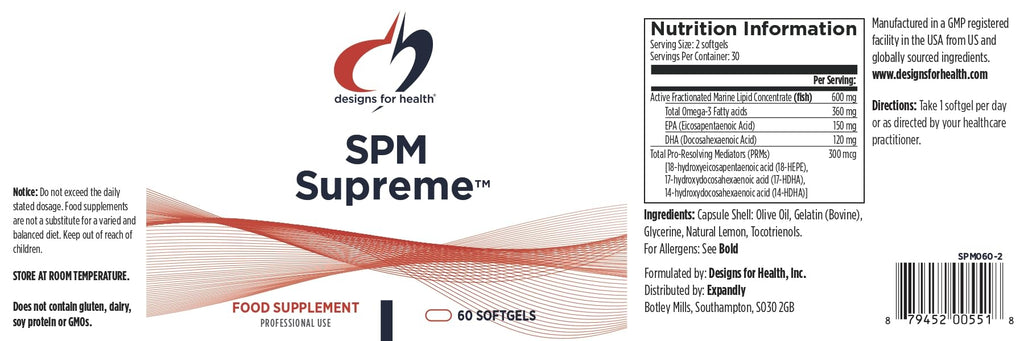 Designs for Health SPM Supreme - 3 Specialized Pro-Resolving Mediators from Fish Oil - Omega 3 Fatty Acids Supplement, SPM Fish Oil (60 Softgels)