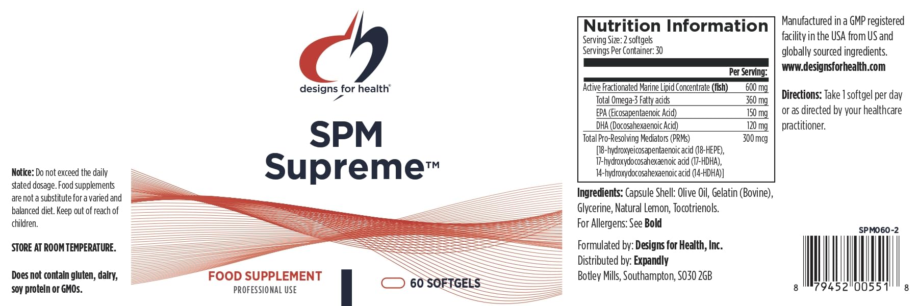 Designs for Health SPM Supreme - 3 Specialized Pro-Resolving Mediators from Fish Oil - Omega 3 Fatty Acids Supplement, SPM Fish Oil (60 Softgels)