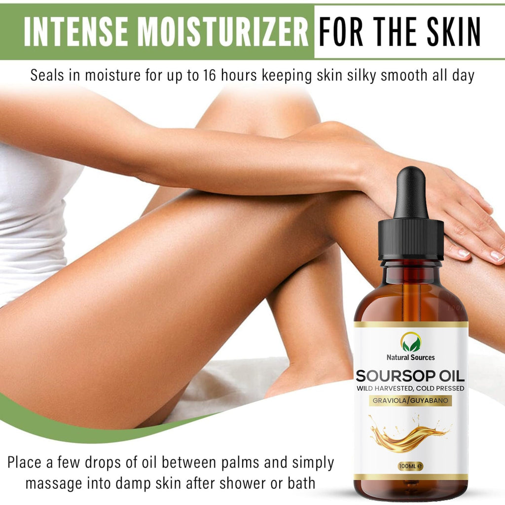 Premium Natural Soursop Oil - Huge 100ml - Cold Pressed/Unrefined -UK poduced & Ethically sourced from South America - No added ingredients or dilutions. UK Certified & Vegan