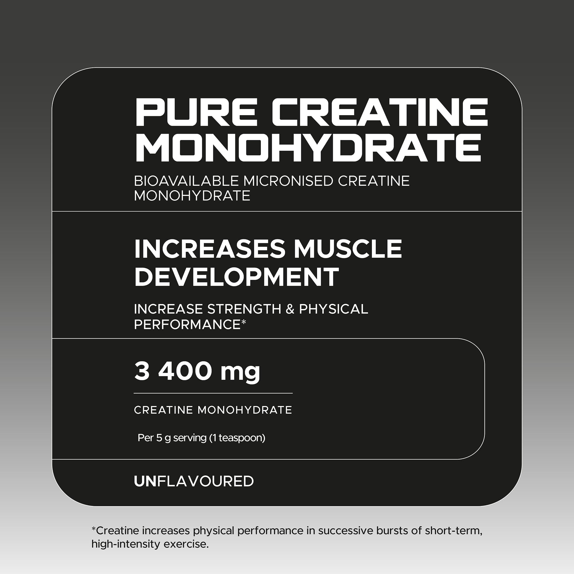 USN Micronised Creatine Powder 230g (67 Servings): 100% Pure Creatine Monohydrate Powder for Performance and Muscle Recovery, Suitable for Vegans - Unflavoured