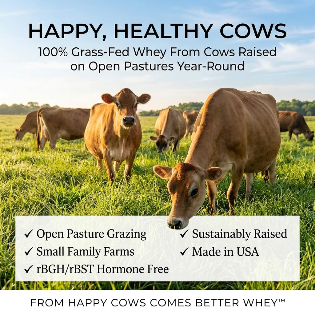 Raw Grass Fed Whey Protein Powder, Unflavored – 1 Ingredient, No Additives or Fillers, Undenatured, Made in USA, 5 lb