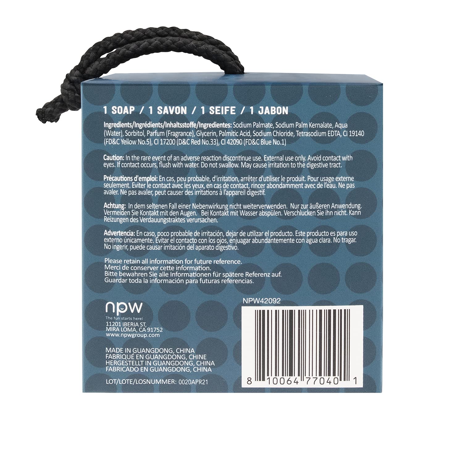 NPW-USA Hello Handsome Wash Your Nuts Soap-On-A-Rope, Nutty Almond