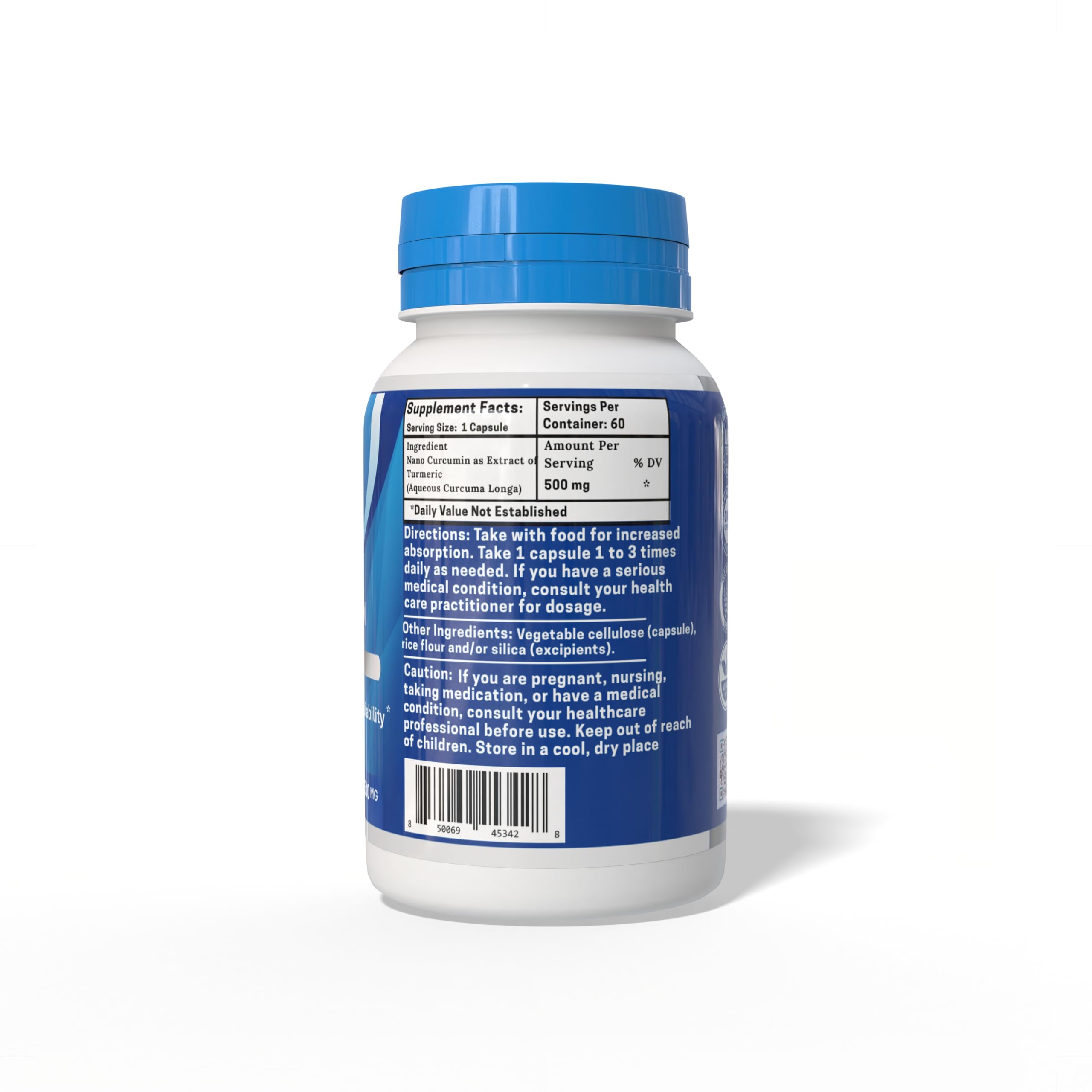 One Planet Nutrition Nano Curcumin 500 mg Veggie Capsules (60 Servings), Nano for High Absorption, Supports Overall Wellness, Non-GMO, Vegan, Gluten-Free