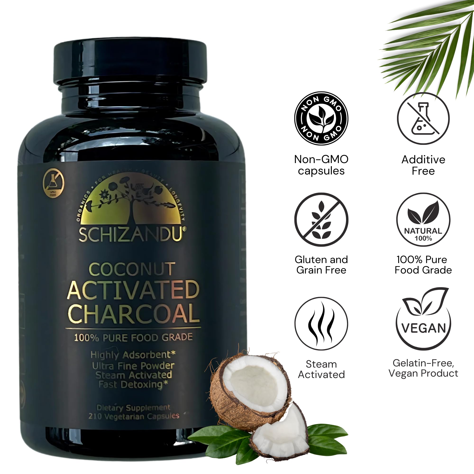 Activated Charcoal Powder, Food Grade Detox, Non GMO Veggie Capsules, for Detoxification,Teeth Whitening, Digestive System,to Prevent Hangover,Vegan,Free Bonus eBook Guide