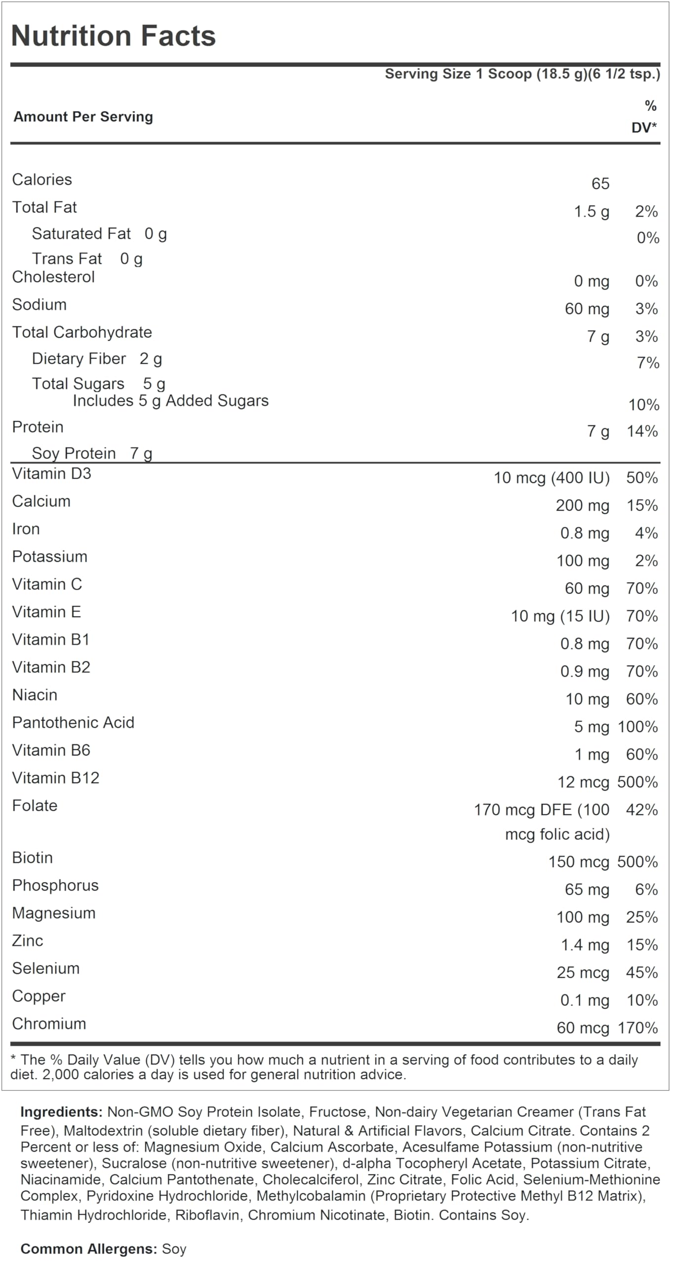 ANDREW LESSMAN Secure Soy Complete Meal Replacement - Piña Colada 30 Servings - Only 65 Calories, 7g Non-GMO Soy Protein, Vitamins and Minerals, Low-Fat, Nutritious and Delicious, Mixes Instantly