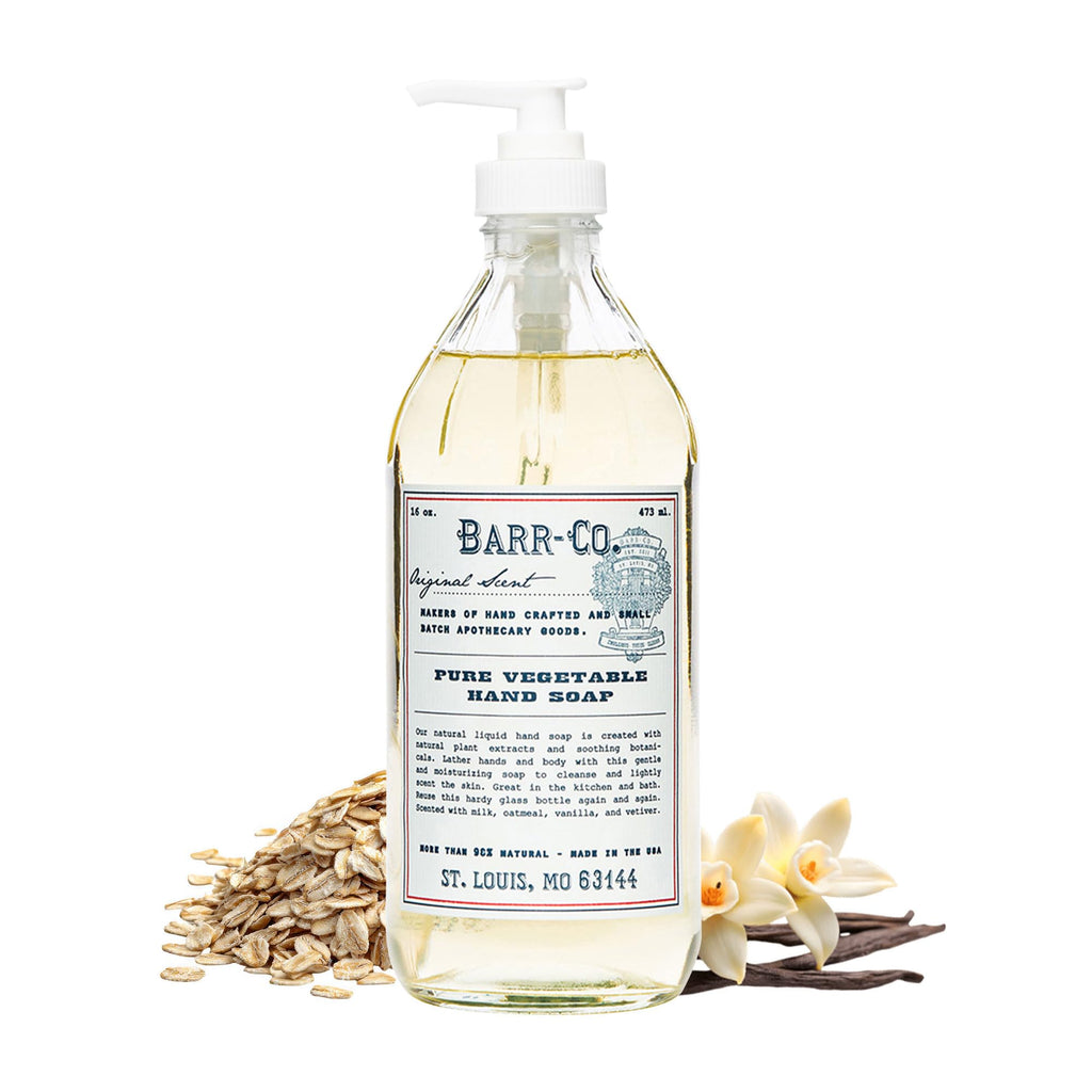 BARR-CO. Hand Soap – Natural Liquid Soap with Oat, Vanilla & Vetiver, Moisturizing Vegan Formula for Bathroom & Kitchen, Original Scent 16fl oz