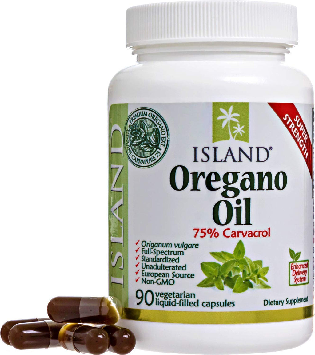 Island Nutrition, Oregano Oil Capsules, Organic Ingredients - Super-Strength, Grown in Spain, 90-ct Liquid-Filled - Organic Oil of Oregano Capsules with Enhanced Delivery