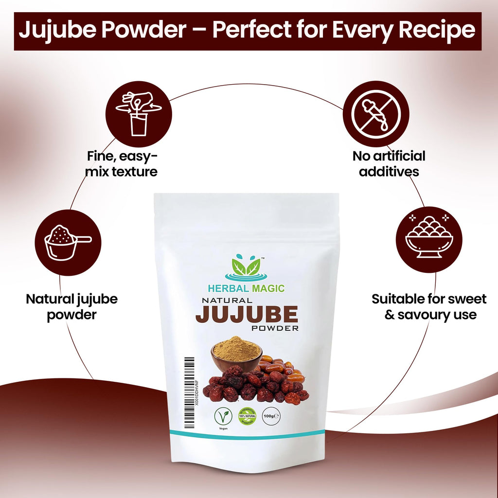 Herbal Magic's’s Pure & Natural Jujube Powder - Indian Ber/Date For Smoothies,Juice - Free From Fillers & preservatives
