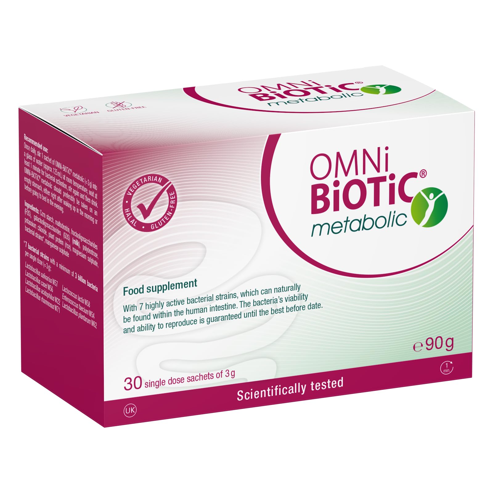 OMNi BiOTiC metabolic | Balance in the Intestine | Highly Active Intestinal Bacteria | 30 Sachets | Powder | Vegetarian | Gluten-Free | for Daily Use