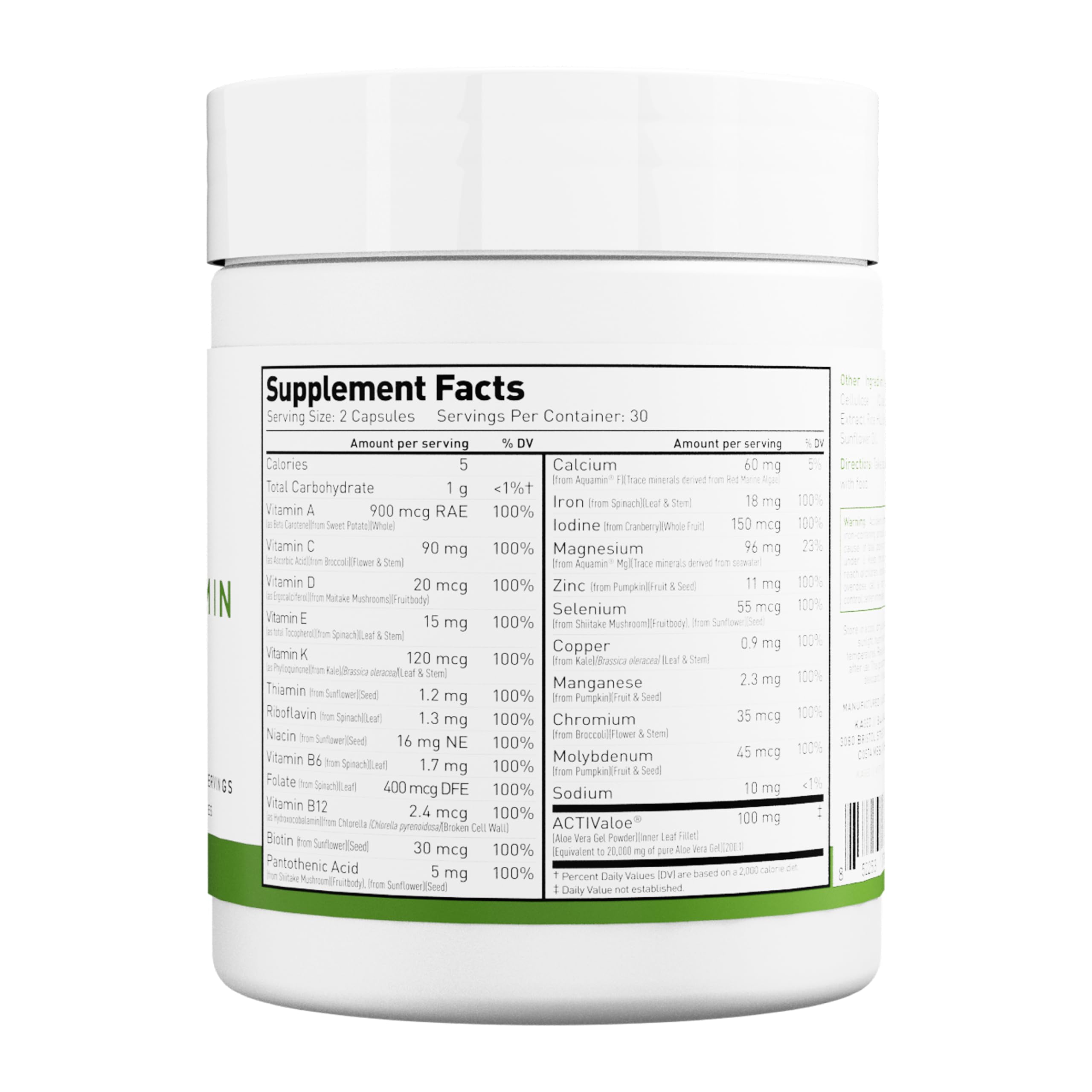 Kaged Multivitamin Capsules | Unflavored | Whole Foods Organic Fruits & Veggies | Plant Based Vegan Multivitamin | Vitamin C, D, E, B12 | Supplements for Men & Women | 30 Servings