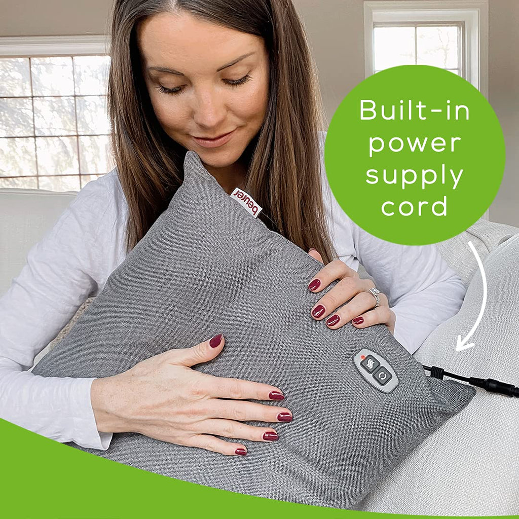 Beurer Shiatsu Back and Neck Massager | Kneading Deep Tissue Massage Pillow with Heat | Shiatsu Massager for Neck, Shoulders, Lower Back, Legs | Portable Massage Cushion with Optional Heat, MG134