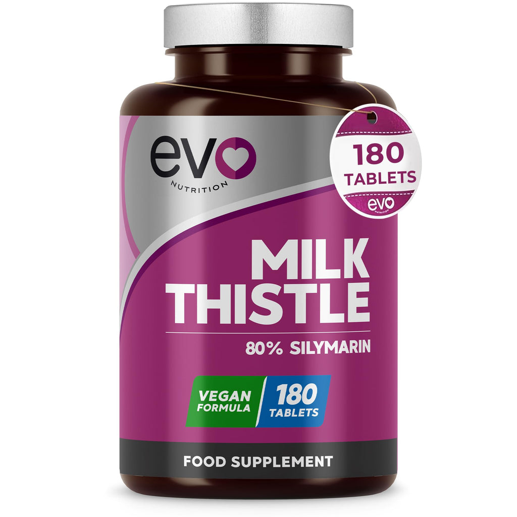 EVO Nutrition Milk Thistle, 80% Silymarin, 180 Vegan Tablets