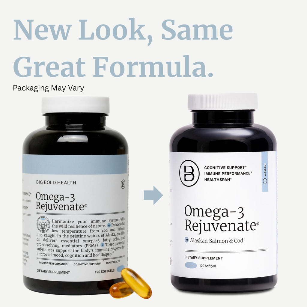 BIG BOLD HEALTH Omega-3 Rejuvenate Wild Alaskan Fish Oil Supplement with PRMs ⎹ EPA, DHA, & DPA Fatty Acids ⎹ Vitamins A and D to Support Immune Balance & Brain Wellness (120 Softgels)