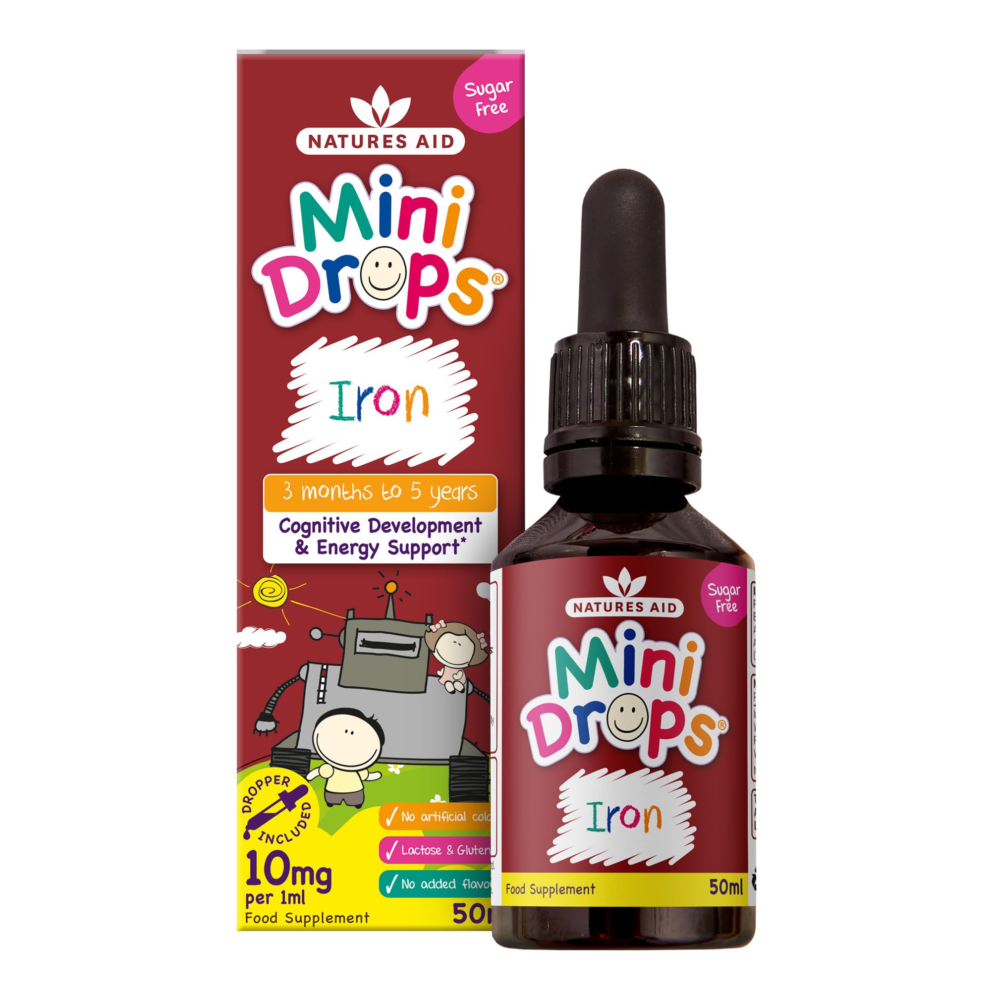 Natures Aid Mini Drops Iron Supplement for Kids & Children - 50ml