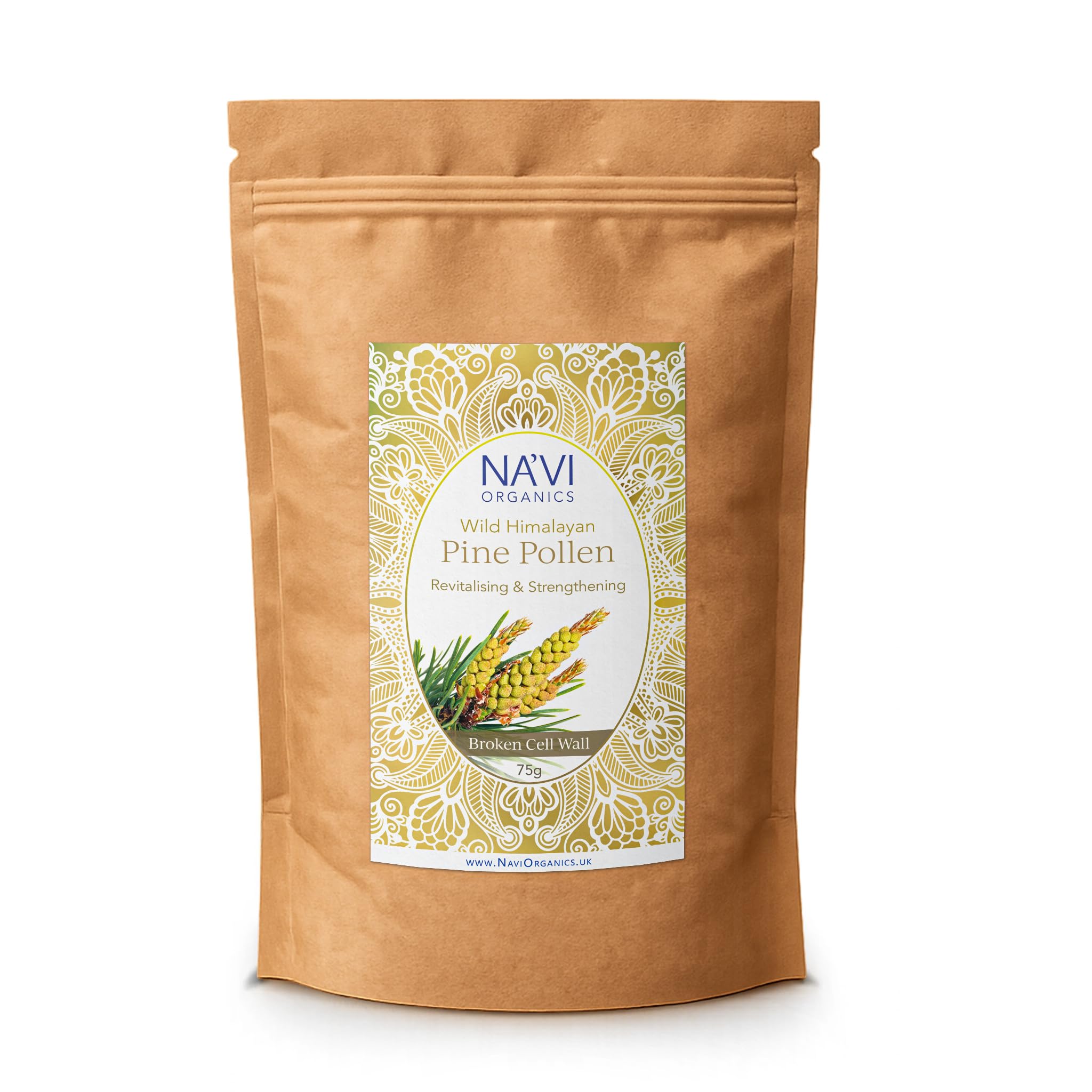 Na'vi Organics Wild Mountain Pine Pollen - Wild harvested Prepared Micro Powder superfood Supplement, 75 g
