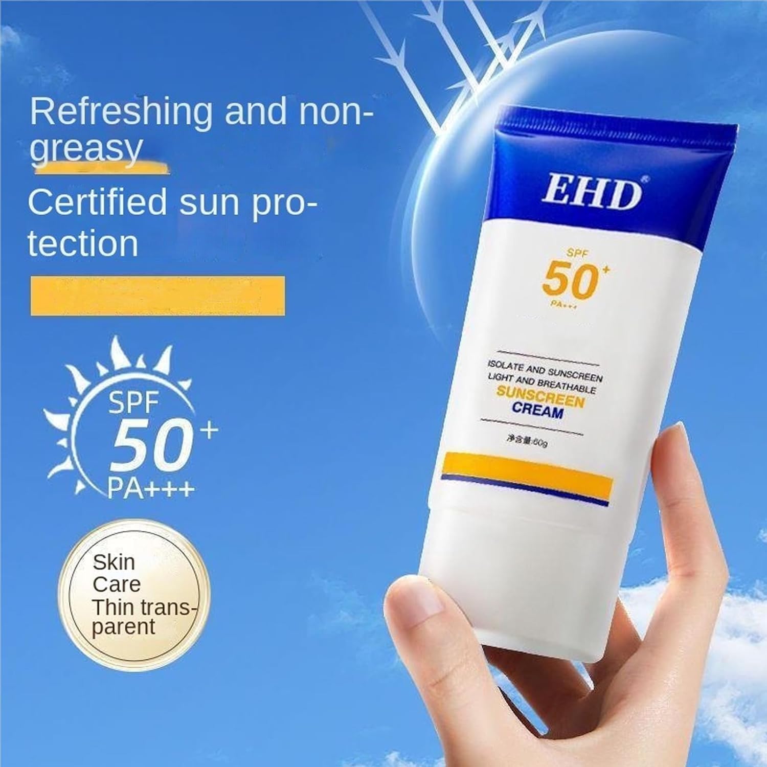 JILGEIER EHD Sunscreen for Face SPF 50, Natural Cream, Fast Absorption, No Sticky Feeling (2Pcs)