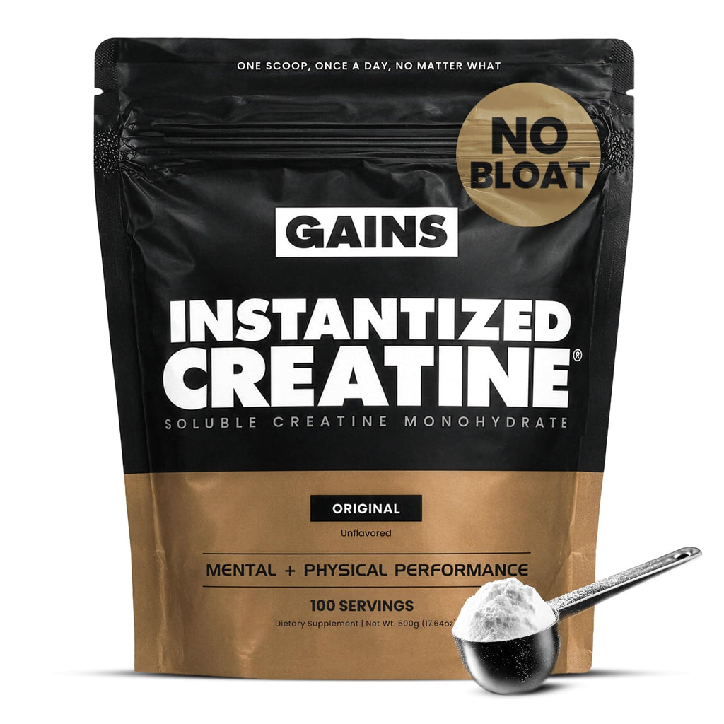 Gains in Bulk Instantized Creatine Monohydrate for Men & Women, Soluble Pre Workout Powder, Supports Muscle Building, Strength and Performance, Bodybuilding Supplements, Unflavored, 100 Servings