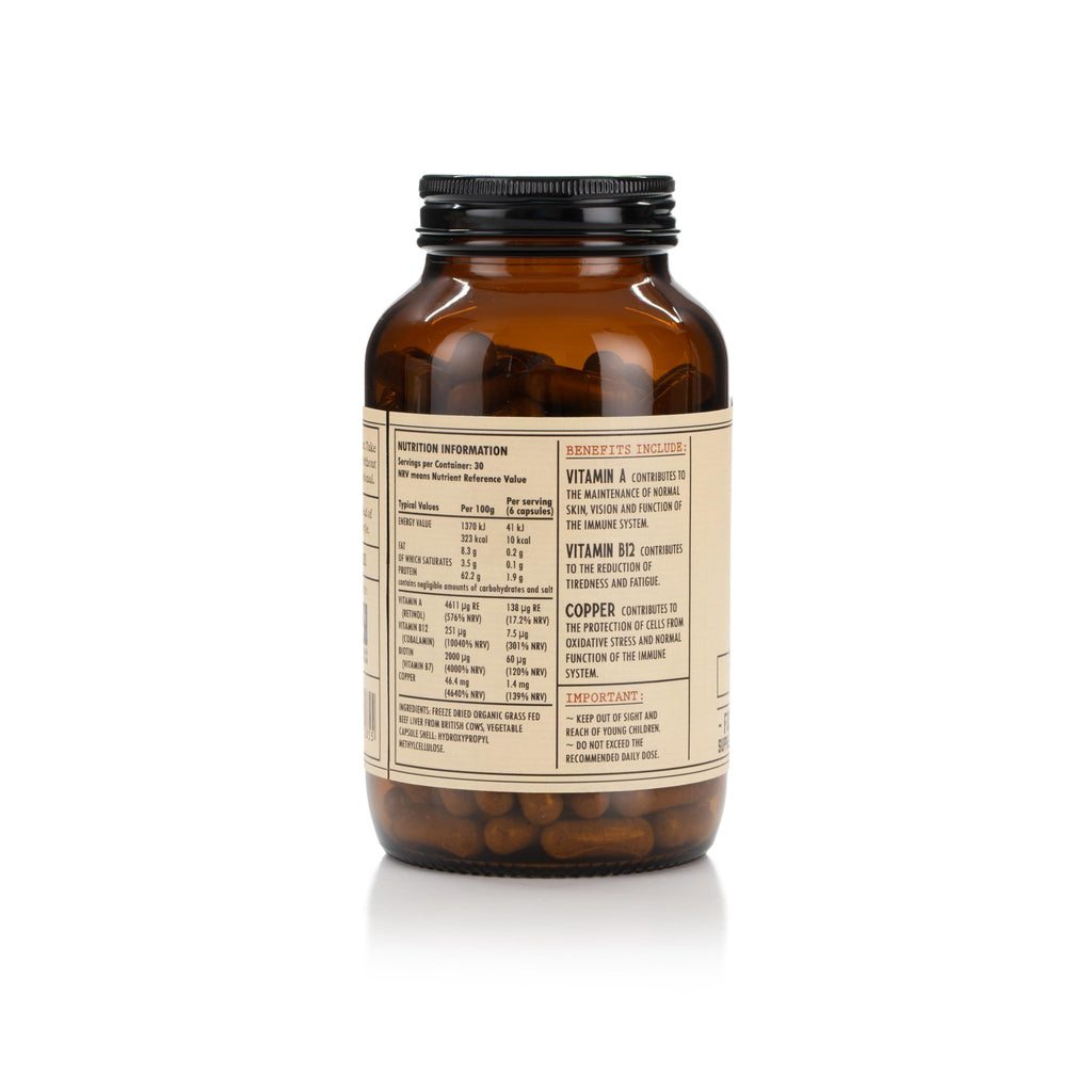 Hirsch PrimeOrgan™ 100% Organic Grass Fed UK Beef Liver Supplement Capsules