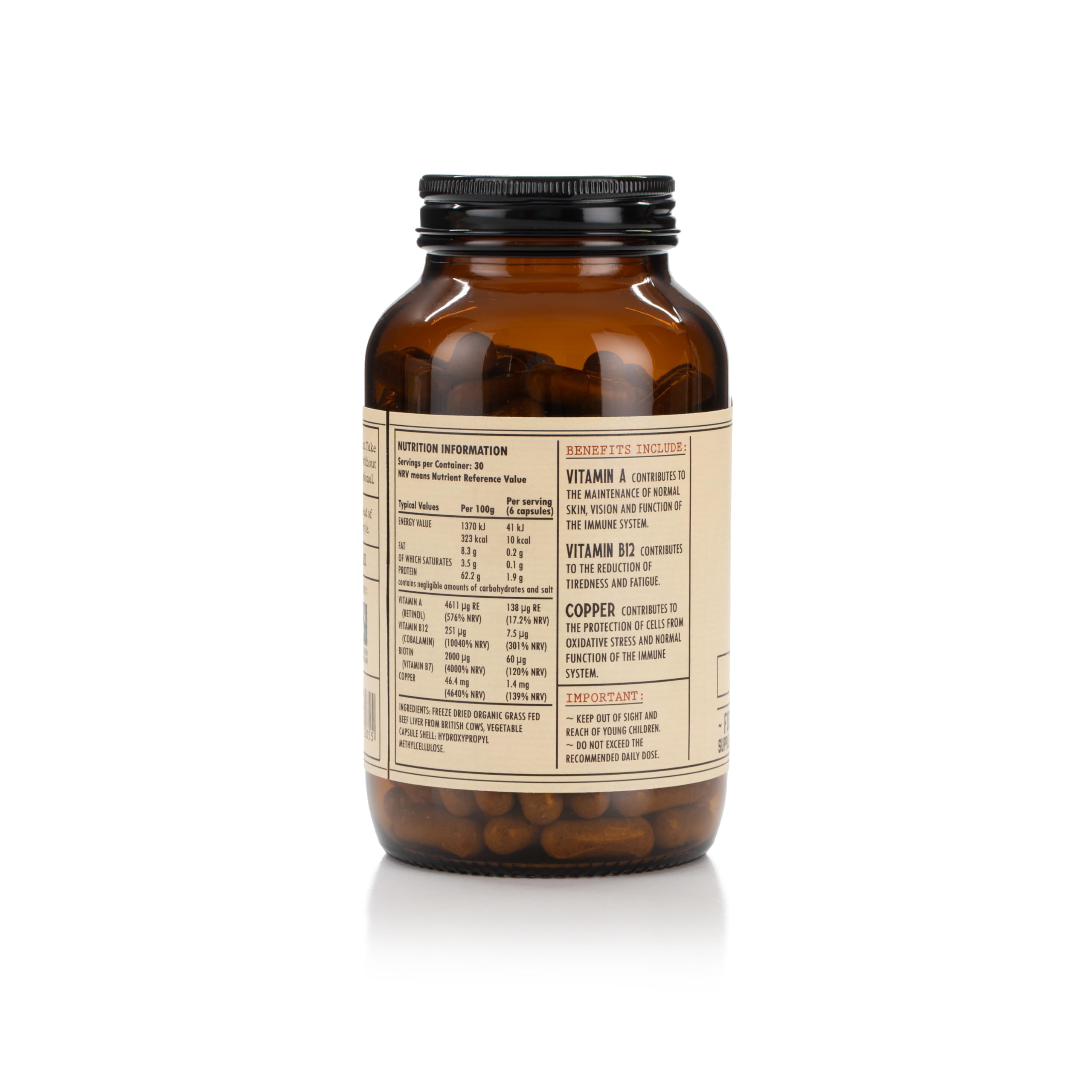 Hirsch PrimeOrgan™ 100% Organic Grass Fed UK Beef Liver Supplement Capsules