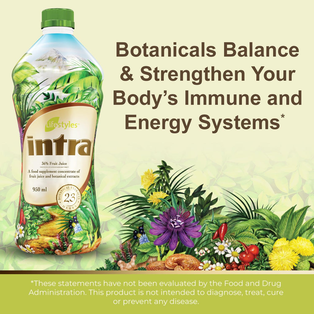 Intra Lifestyles Herbal Juice Drink – Botanical Beverage for Immune and Energy Support – 23 Botanical Extracts – Made in Canada 1 Bottle 950 mL (32 fl oz)
