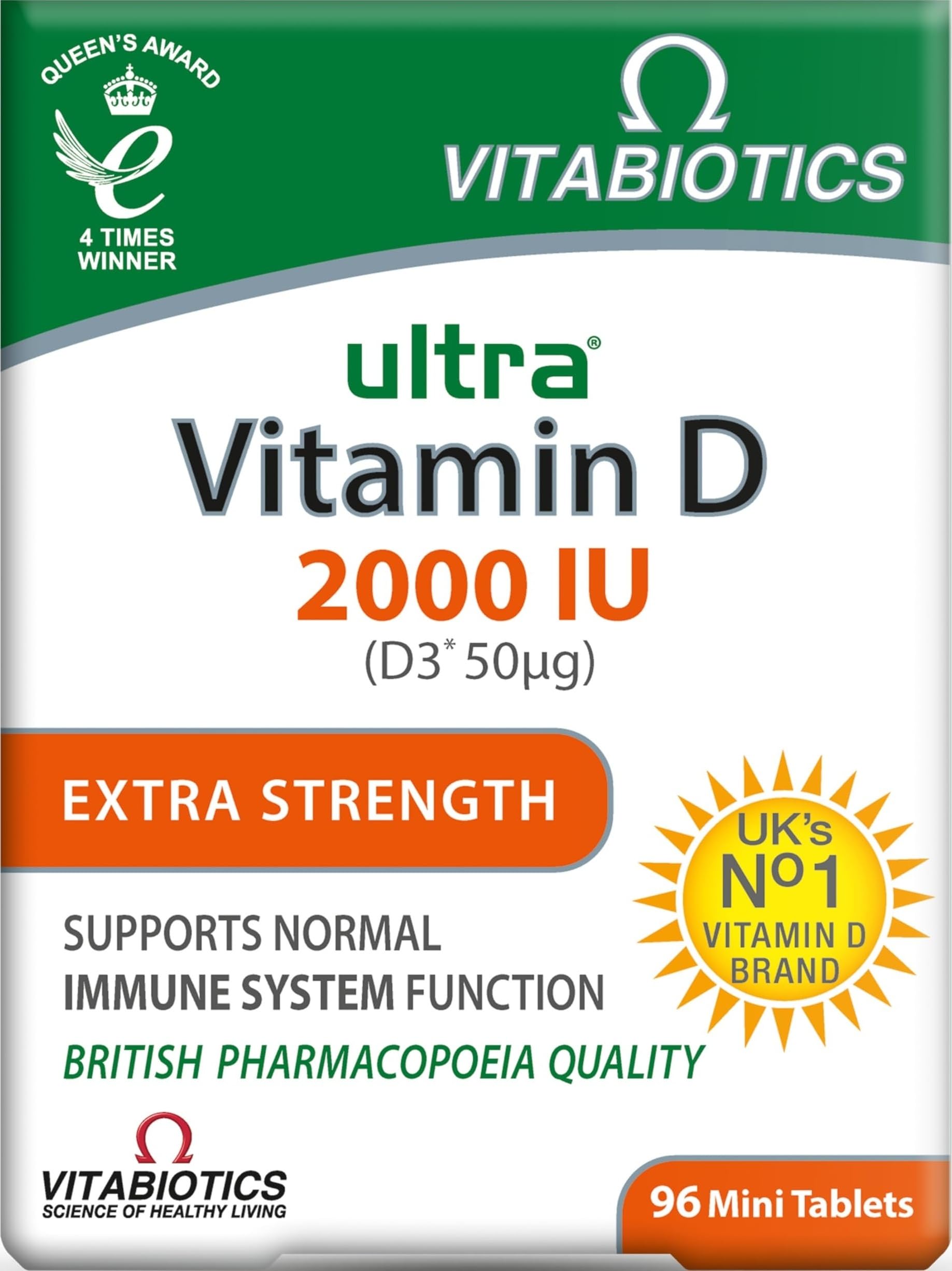 Vitamin D Tablets 2000IU, Vitabiotics Ultra-96 Count 1-Pack