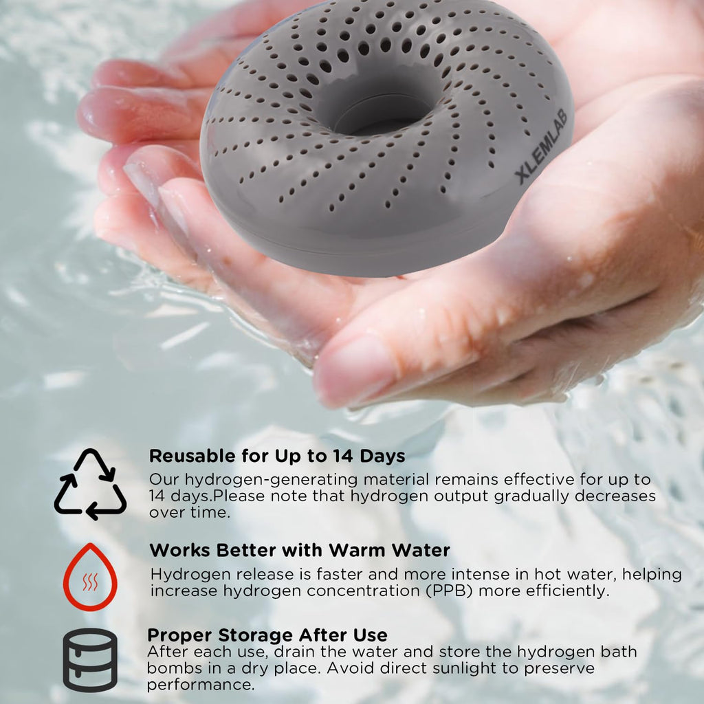 XLEMLAB 14 Days Reuseable Molecular Hydrogen Bath Bombs Boost Energy Muscle Recovery,Birthday Gift for Men – H2 Hydrogen Water Tablets for Ice Plunge Spa, Full Body Soaking