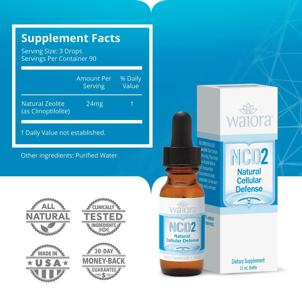Waiora NCD2 Liquid Mineral Supplement, Advanced Cellular Support Formula, Daily Digestive & Detox, Immune, pH Balance, Cleansing; Easy-to-Use Drops (Three .5 oz Bottles, 270 serv)