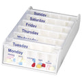 Anabox Weekly Pill Organiser, 7 Day Pill Box, Handy Organised Tablet Dispenser/Container, White, 19 x 12 x 5.4 cm