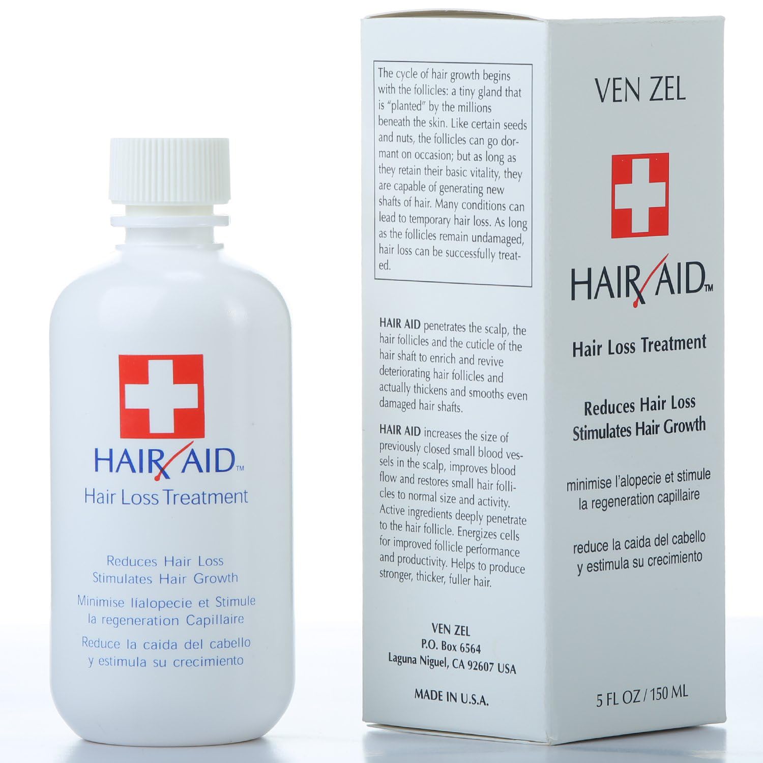 REXSOL Hair Aid Hair Loss Treatment | Stimulates Hair Growth | With pure Vitamin C & E | Yeast Cell Derivatives | Ginseng, Rosemary, Burdock & Ginkgo Biloba Extract. (150 ml / 5 fl oz)