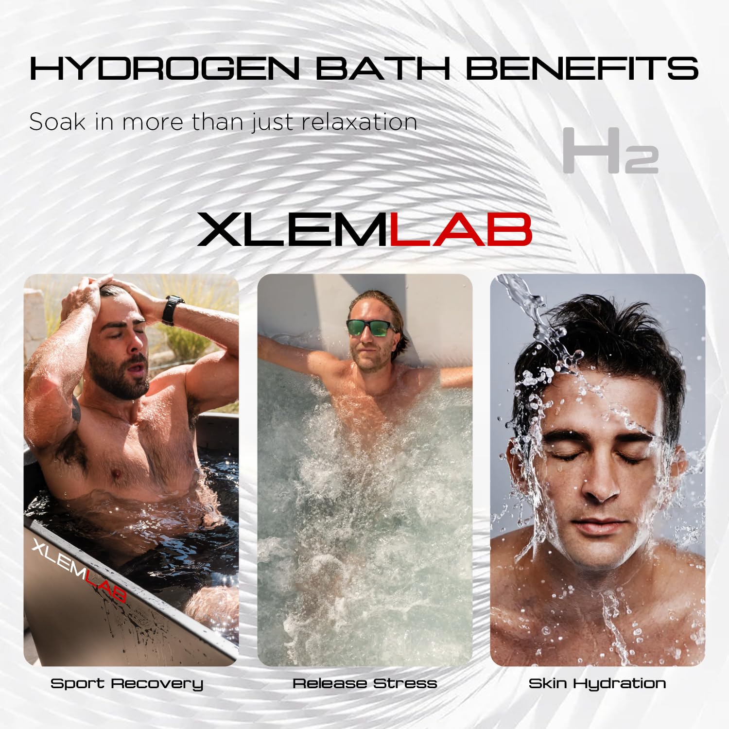 XLEMLAB H2 Hydrogen Bath Bombs for Muscle Recovery– Molecular Hydrogen Tablets for Bath,H2 Water Soaks, Relaxing Post-Exercise Routine,Gift for Men, 4 Packs Gray