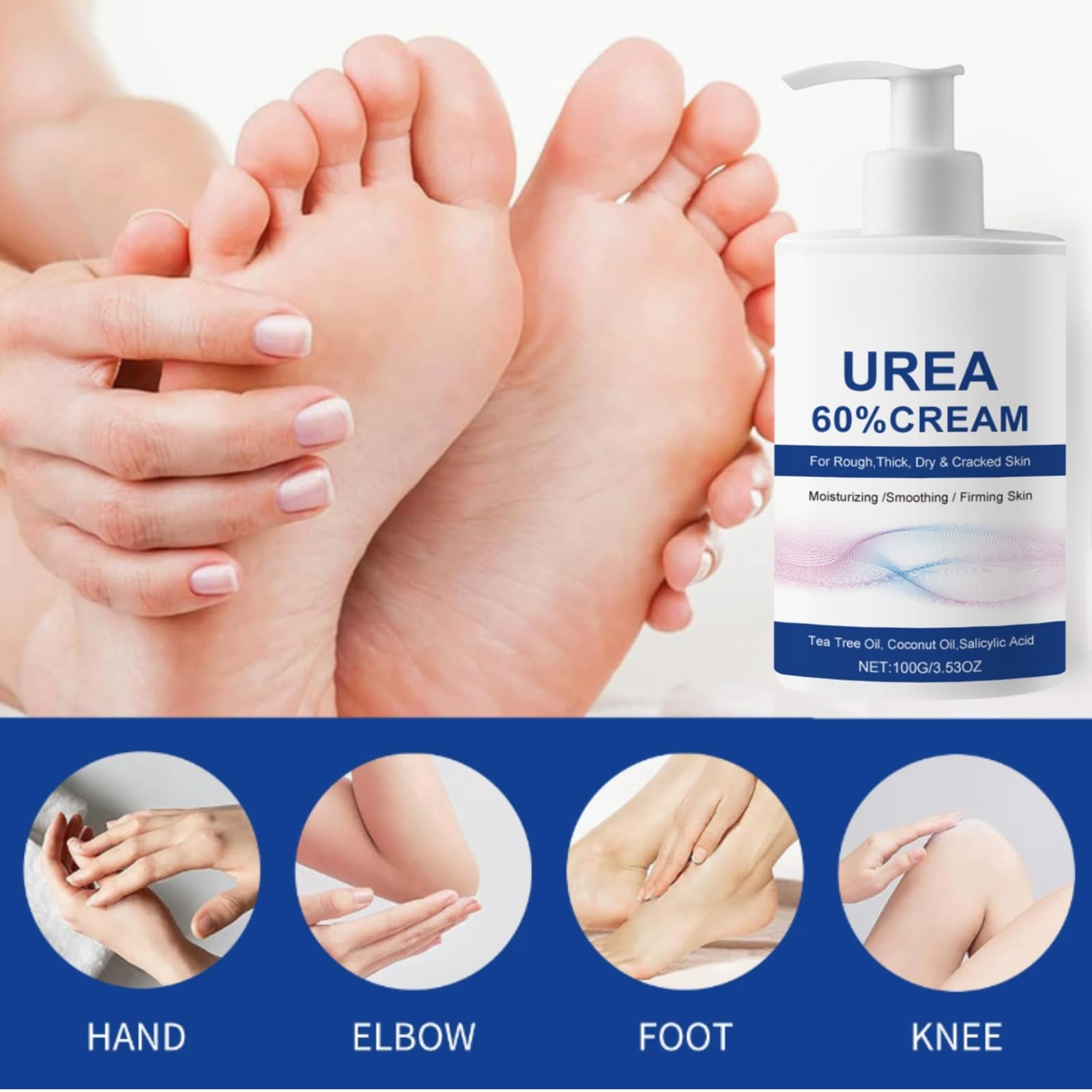 100ml 60% Urea Cream - Cracked Heel Repair Cream For Feet and Hand - Foot Cream for Cracked Heels and Dry Skin - Urea Creams 60 Percent for Feet