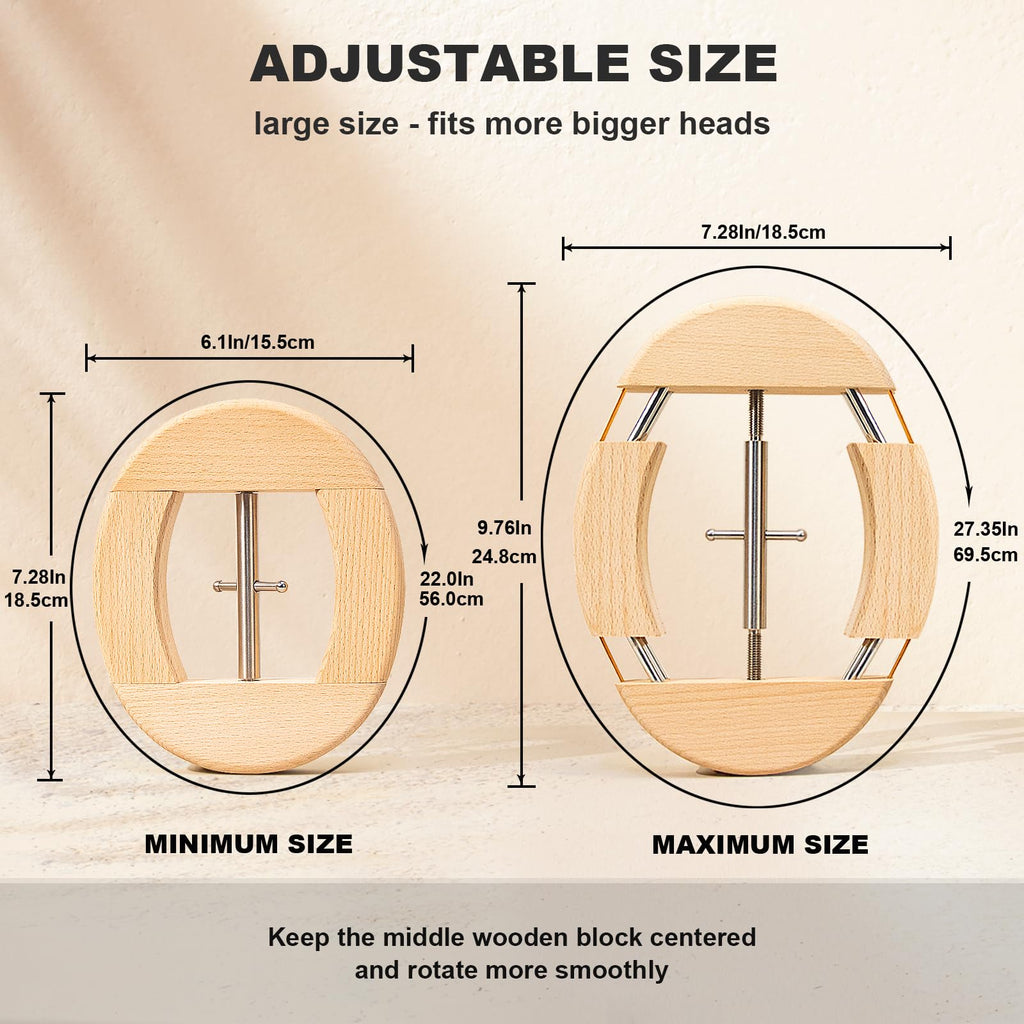 4 Way Hat Stretcher for Fitted Cowboy Hats Caps Stretcher for Men Fits All Caps - Beech Wood, Heavy Duty of Hat Extender Widener Shaper Large Size Enlarger, Beech + Stainless Steel, Large-X-Large