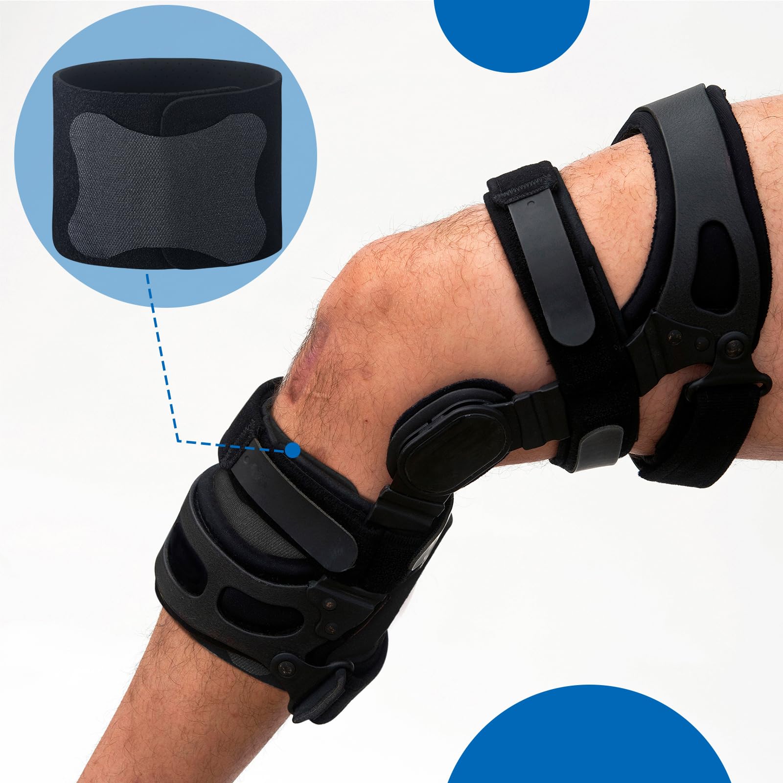 Foilswirl 3 Pcs Anti Slip Strap Knee Brace Support Anti Slip Strap to Prevent Skin Chafing and Slipping with Knee Brace to Prevent Skin Chafing and Slipping