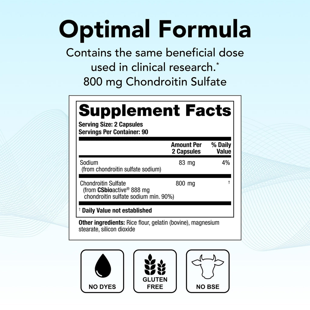 Theralogix OptiFlex-C Chondroitin Sulfate - 90-Day Supply - Chondroitin Capsules - Support Healthy Joint Function and Mobility - Joint Support Supplement for Women & Men - NSF Certified - 180 Capsules