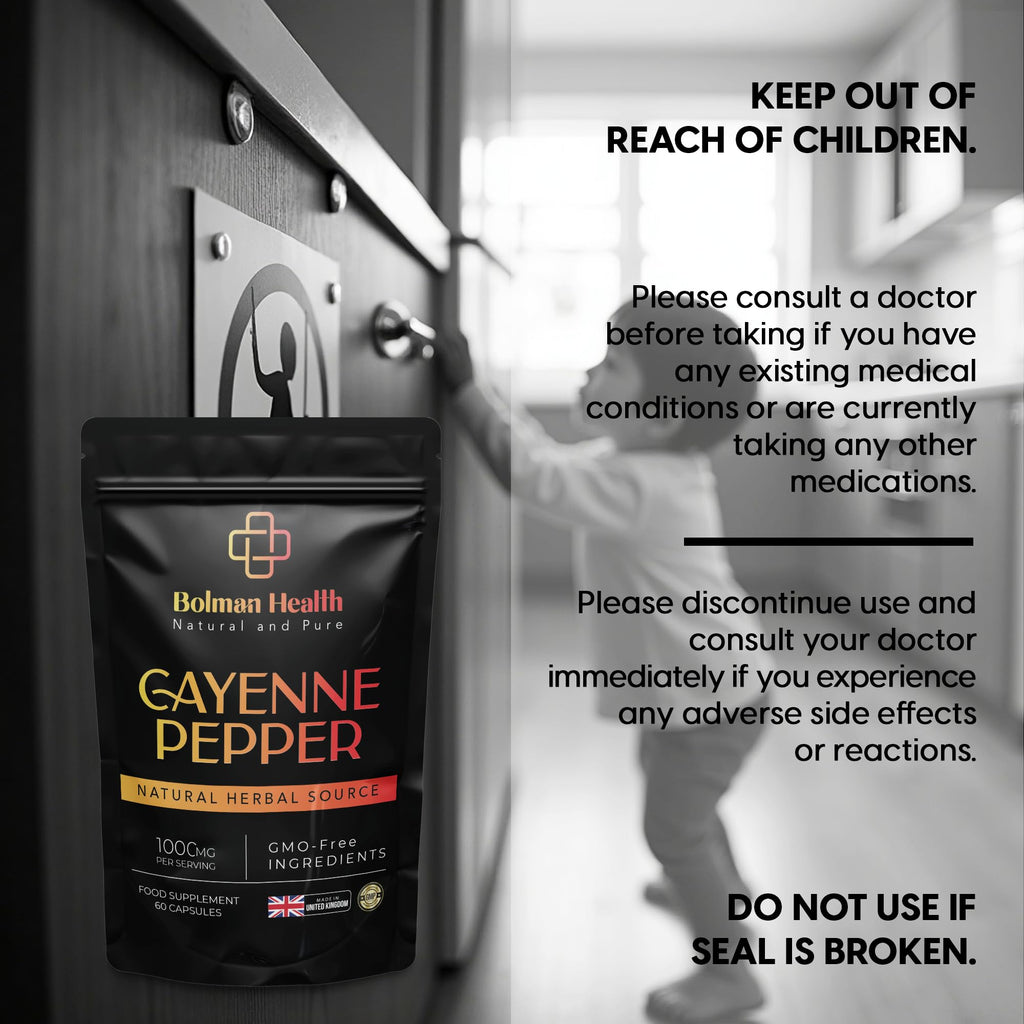 Cayenne Pepper Capsules | 1000mg Per Serving | 60 Vegan HPMC Capsules | Supports Digestion, Circulation & Metabolism | Natural Herbal Supplement | Non-GMO | Gluten-Free