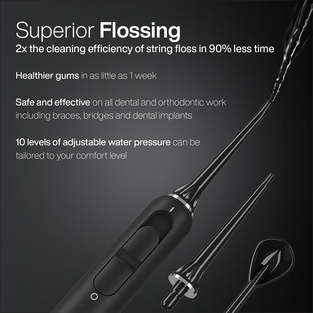AquaSonic Home Dental Center PRO – Brushing & Flossing Made Easy – Brush & Floss – Power Toothbrush & Water Flosser – Whiter Teeth & Healthier Gums – Black Series Pro+Oral Irrigator