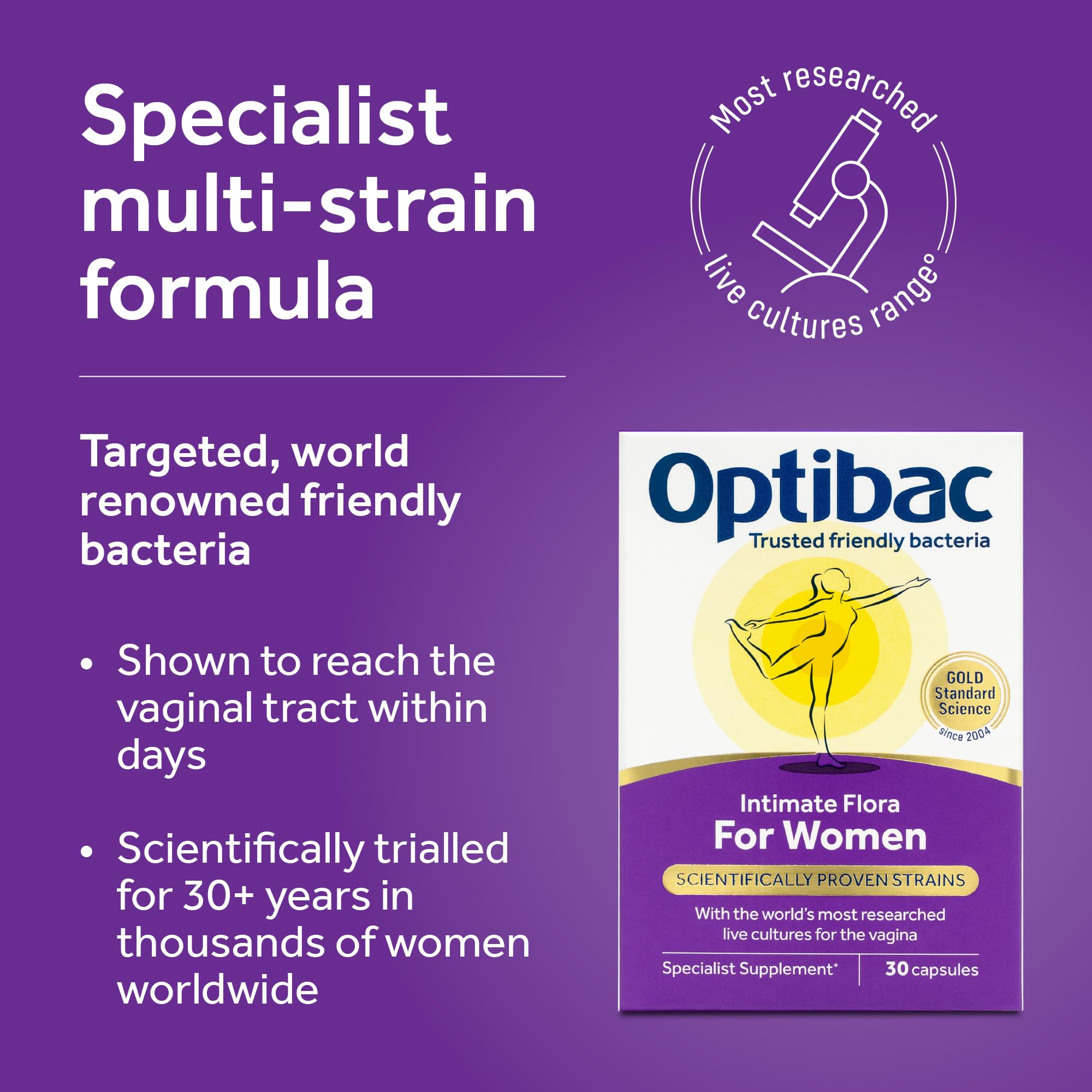 Optibac for Women - Vaginal Live Cultures Supplement - 60 Vegan Capsules