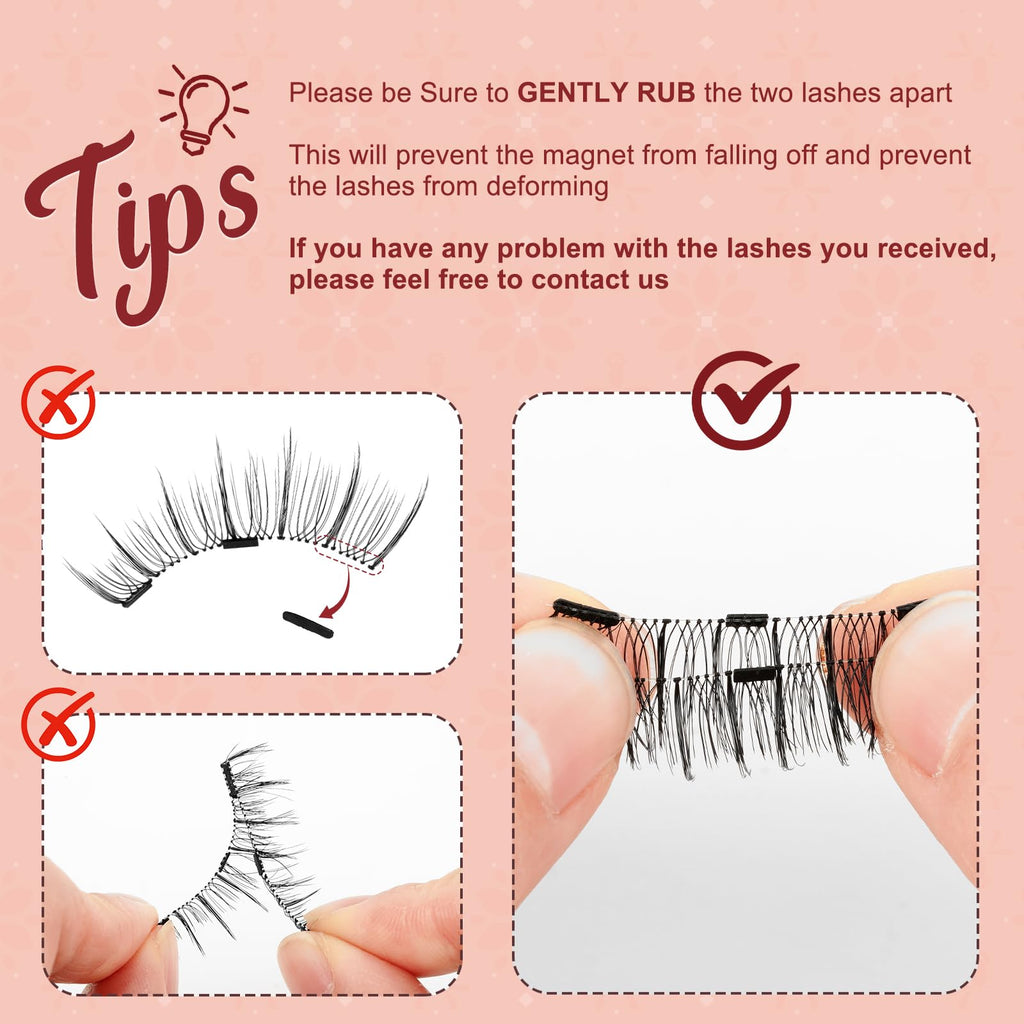 Higu clace Magnetic-Lashes with Applicator, 4 Pairs Magnetic Eyelashes No Glue or Eyeliner Needed, Easy to Wear and Remove(Style 4B)
