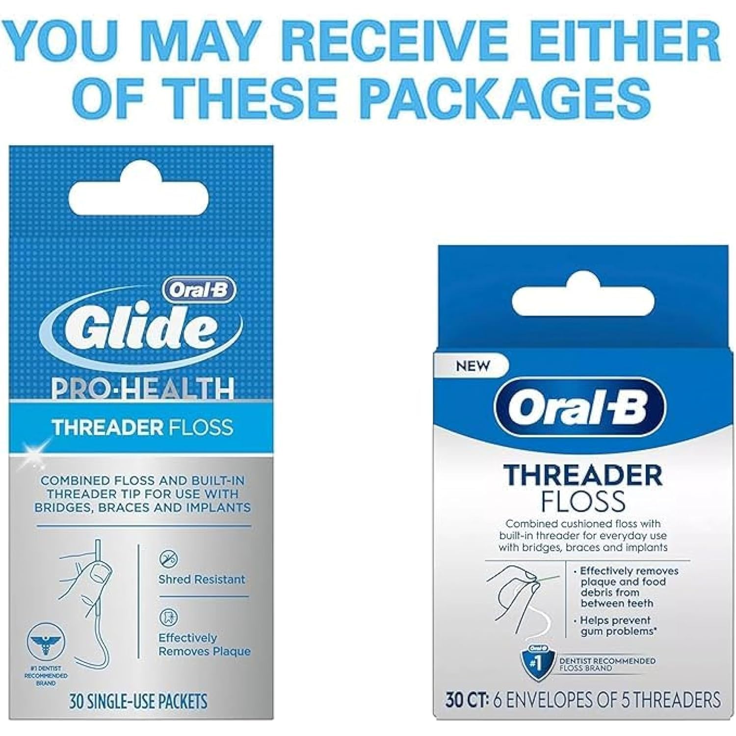 Oral-B Threader Floss 30 Count: 6 Envelopes of 5 Threaders (Pack of 8)