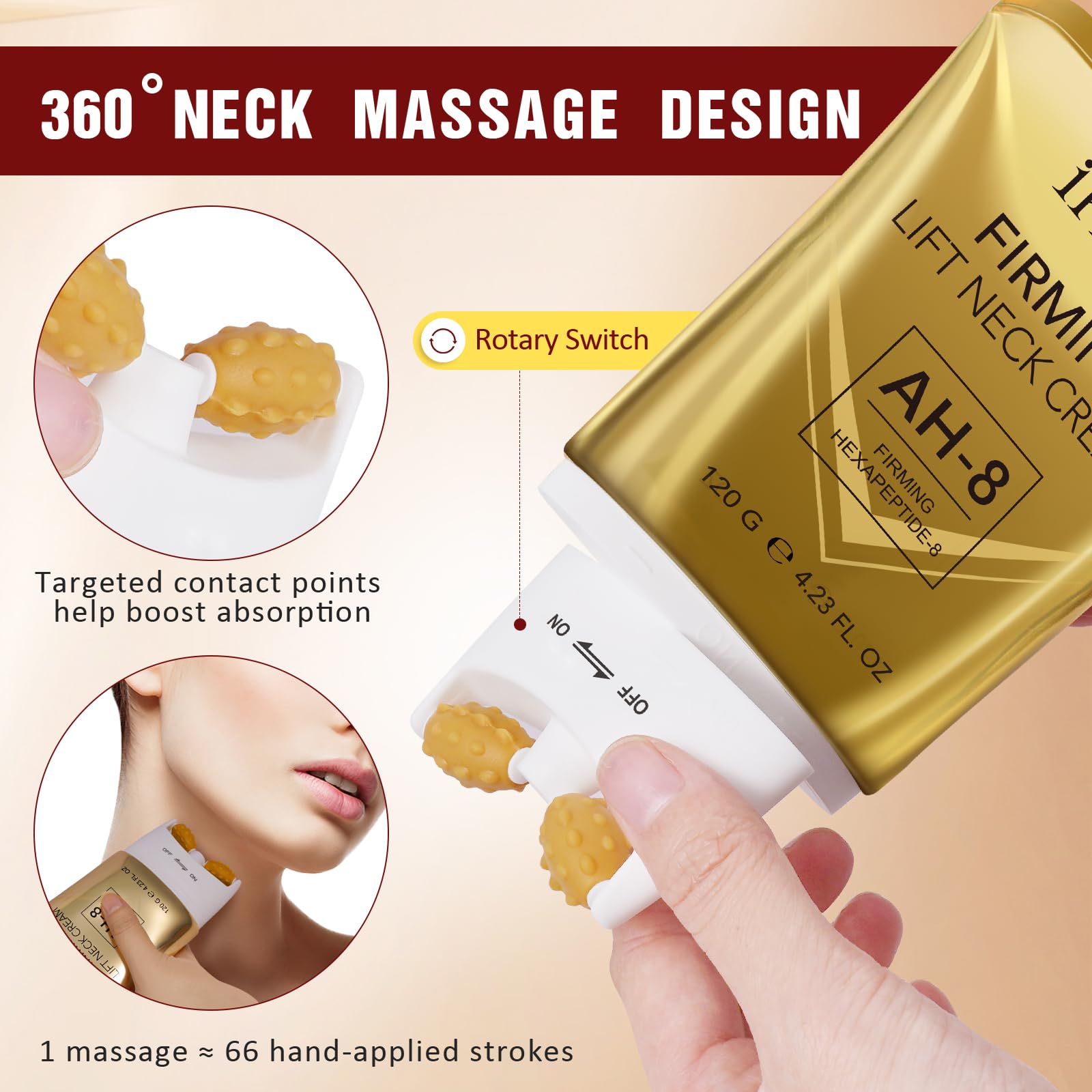 Firming Neck Cream,Roller Neck Cream for Crepey Skin Body Care Comfort,Moisturizing Body Cream,Anti-Aging and Reduces the Fine Lines and Wrinkles 4.23oz