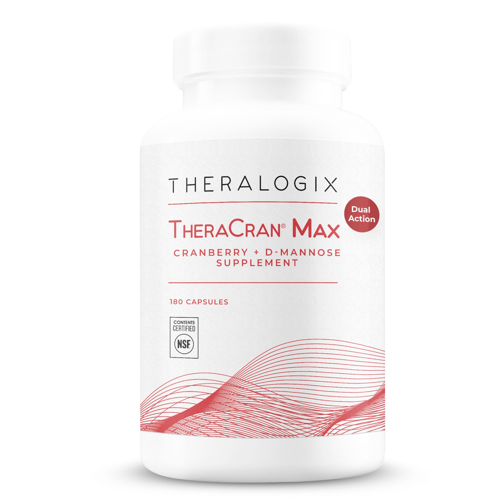 Theralogix TheraCran Max - Cranberry + D-Mannose Supplement for Men & Women - Urinary Tract Health Support - 90-Day Supply - NSF Certified - 180 Capsules