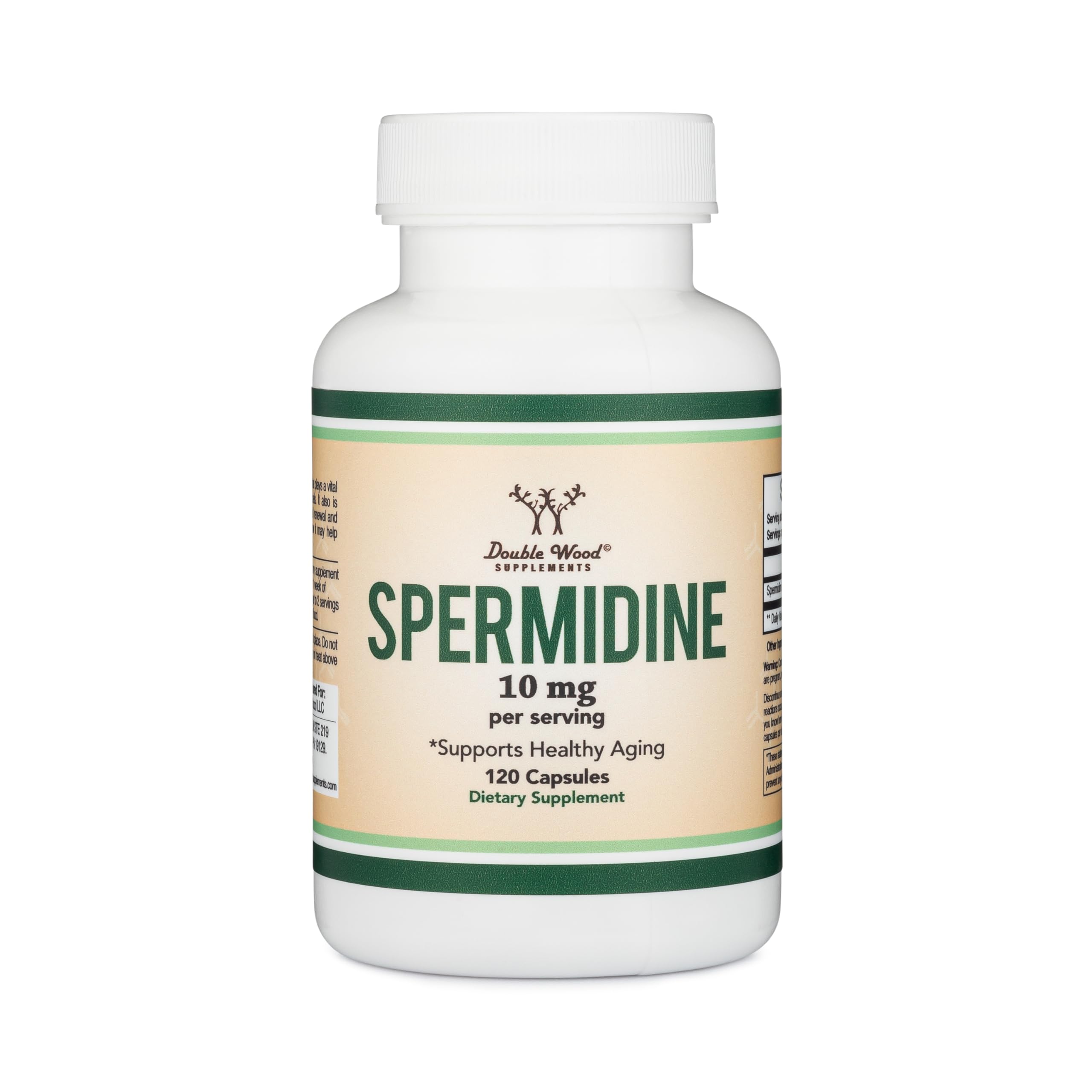 Spermidine Supplement (10mg of 99% Spermidine 3HCL - Third Party Tested) 120 Capsules - Over 100x More Potent Than Wheat Germ Extract for Cell Membrane, Telomere Health and Aging by Double Wood