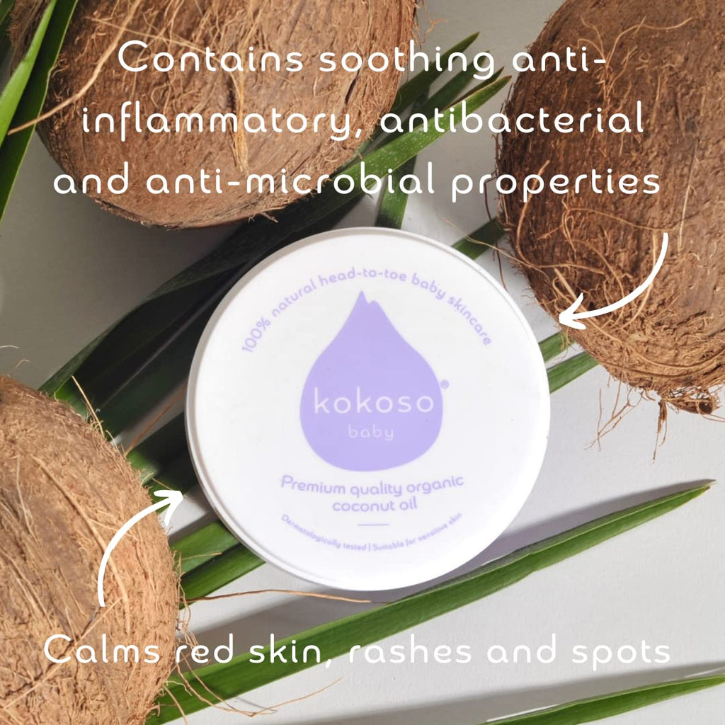 Kokoso Baby Organic Coconut Oil – Moisturising 100% Natural Baby Oil for Baby Massage, Dry, Sensitive and Normal Baby Skin...