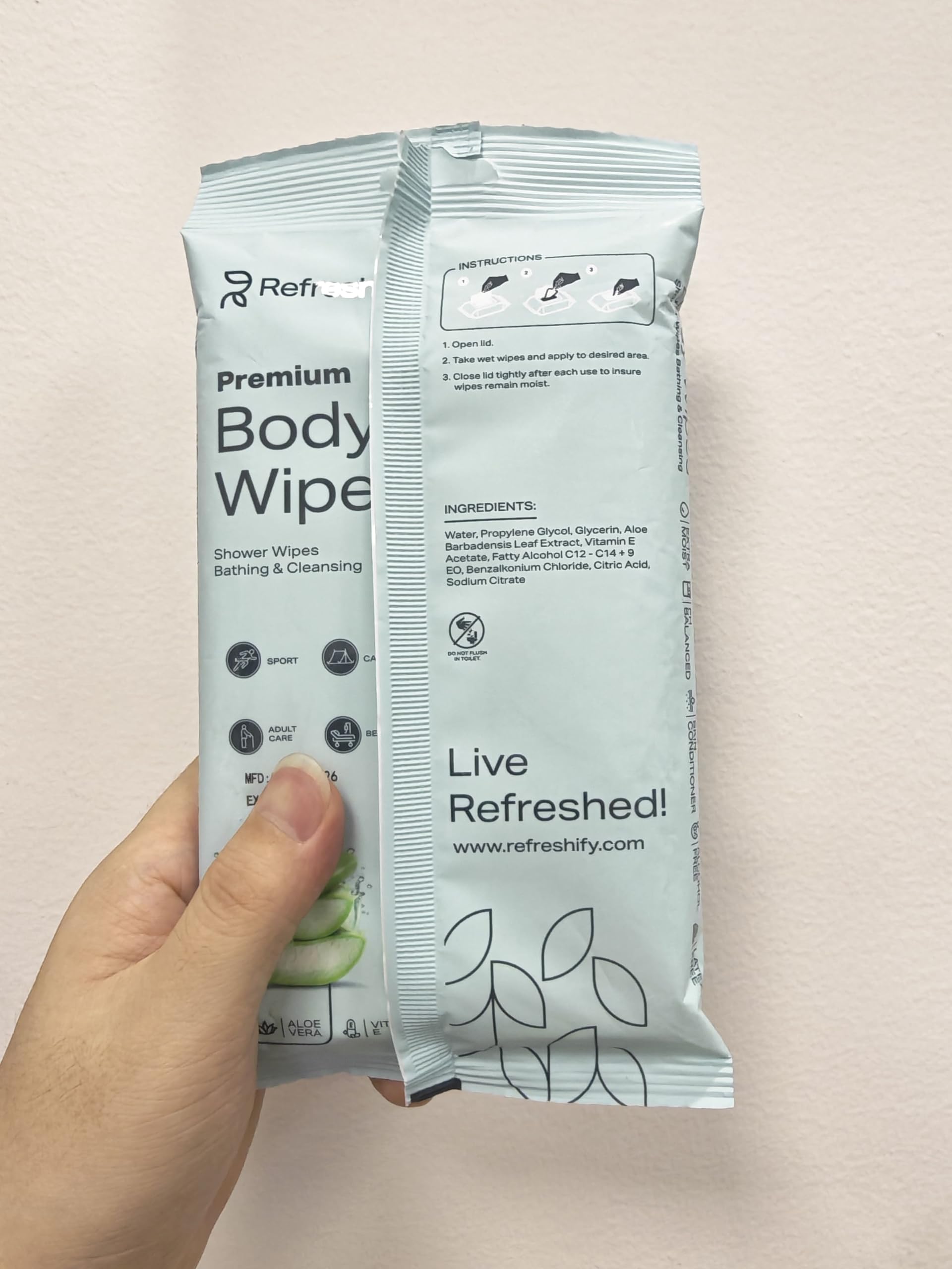 240 XL Shower Wipes – Body Wipes for Adults Bathing No Rinse – 24 Packs of 10 – Extra Moist Bath with Aloe & Vitamin E for Camping, Travel, Gym & Bedridden Care